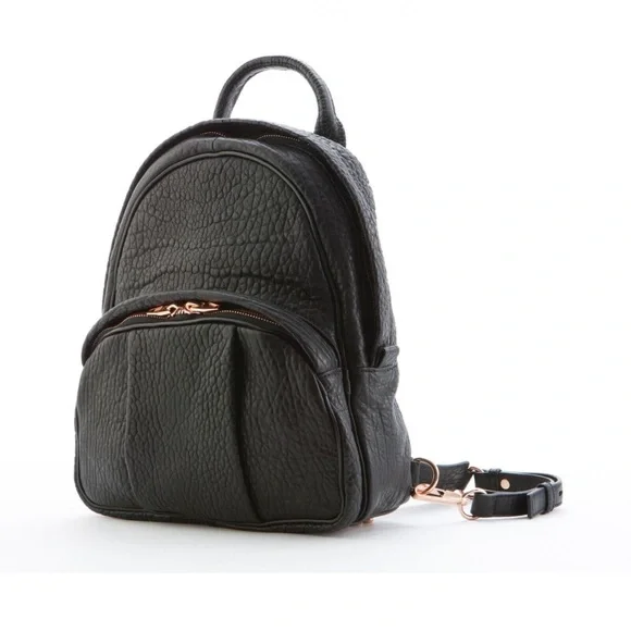 NWT ALEXANDER Wang Pebbled Black Leather Backpack Handbag with Studded Rose Gold - Picture 4 of 12